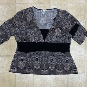Aa Studio Black and Gray Patterned Blouse Plus Size 18W
